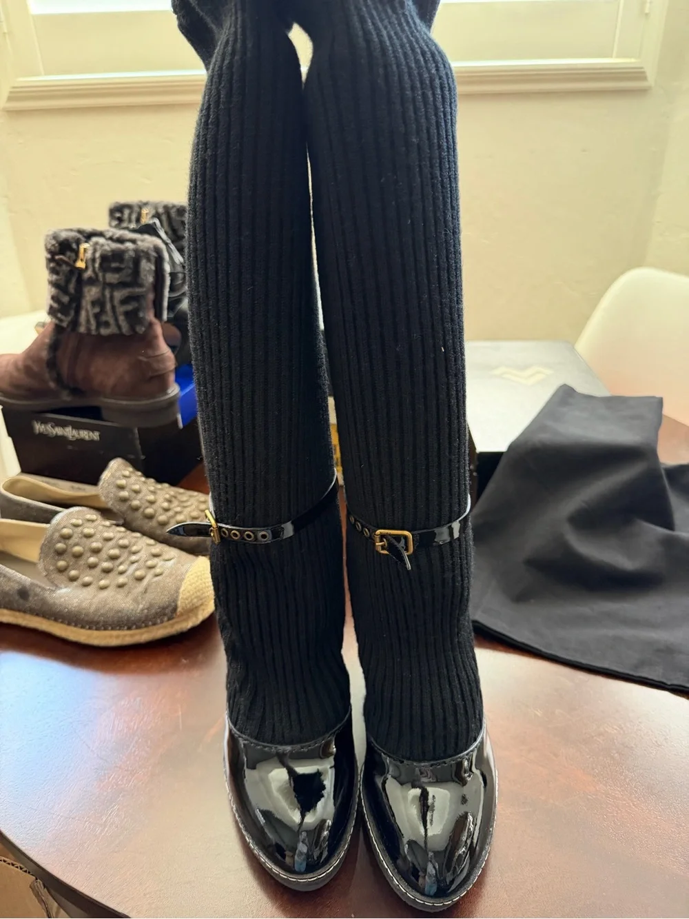 MARC by Marc Jacob’s Vintage Y2K Black Wool Knit Sock Wedge Boots 37.5